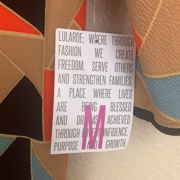 Lularoe Multi Color Geometric Print Nicole Midi Dress Size M - Picture 3 of 7